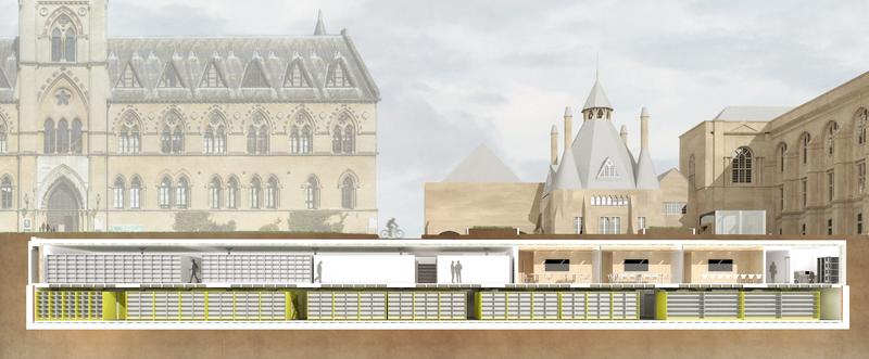 An architecture drawing showing the layout of the Collections Teaching and Research Centre