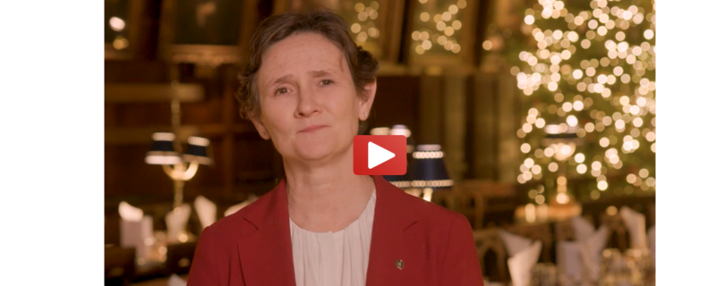 Vice-Chancellor Professor Irene Tracey delivers a message in Christ Church college