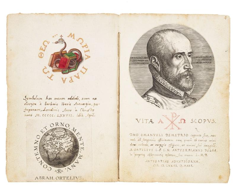 Album Amicorum of Emanuel van Meteren Entries in a friendship album including written entries, drawings and depictions