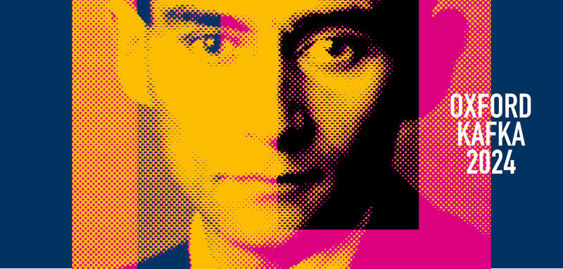 A multicolored graphic featuring an image of Kafka's face and wording that says 'Oxford Kafka 2024' on the left-hand side
