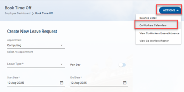 book time off to co workers calendars
