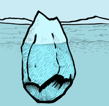 Iceberg A large portion of an iceberg is below the surface.