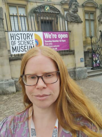 Tina Eyre outside the history of science museum