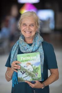 Jackie Holderness with her award winning book Jackie with her award winning book