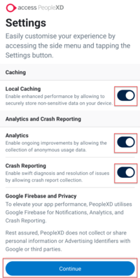 mobile app settings